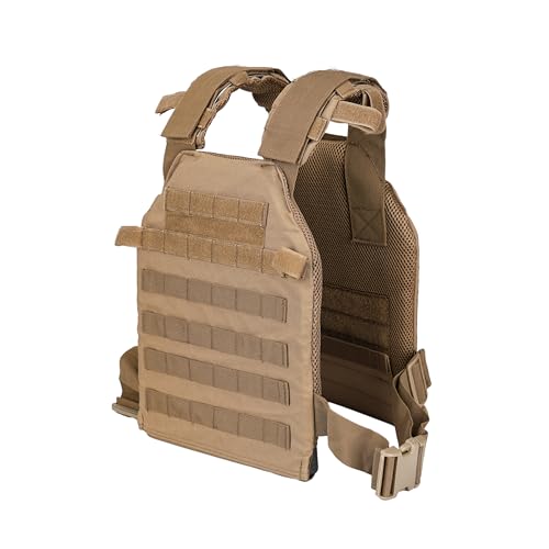 Greencity Weight Vest Adjustable Strength and Endurance Training, Tactical Vest Quick Release with Molle System, Fitness Workouts, Running - color: TAN