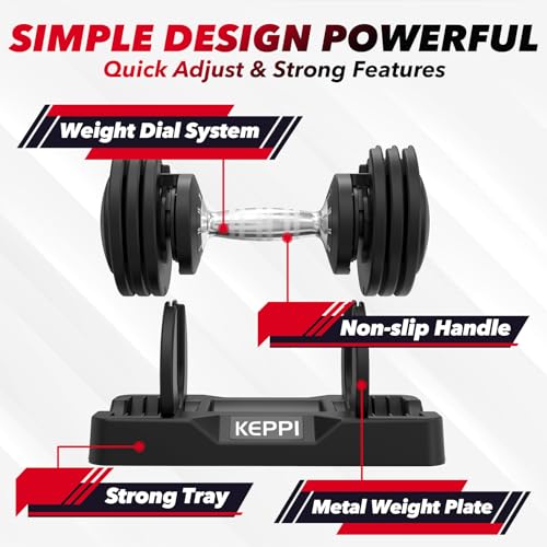 Keppi Adjustable Dumbbells Set-25lb/40lb/55lb/60lb, Anti-Slip Metal Fast Adjust Weight Handle, Exercise & Fitness for Full Body Workout - Adjustable Dumbbell Series - style: 25LB-Pair