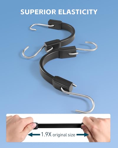 8 Inch Short Rubber Bungee Cords Heavy Duty Outdoor, Mini Small Bungee Straps with Upgraded Hooks, Black Tarp Straps with 1.9X Max Stretch & 100% Rubber for Cargo, Van, Truck, Motorcycle, etc (12 Pcs) - size: 8'', style: 100% Rubber