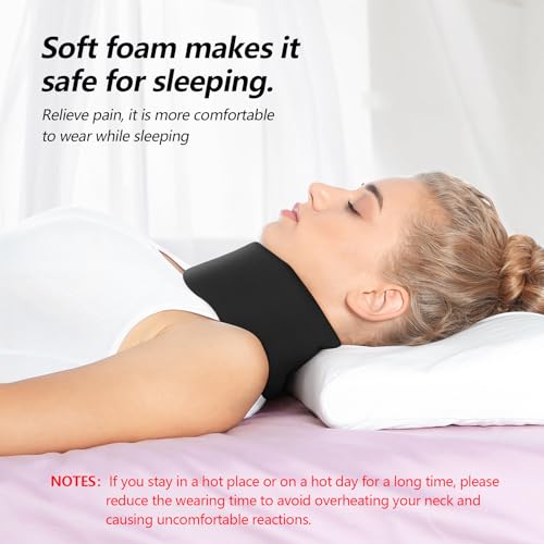 Soft Foam Neck Brace Universal Cervical Collar, Adjustable Neck Support Brace for Sleeping - Relieves Neck Pain and Spine Pressure, Neck Collar After Whiplash or Injury(Black 2.5" Depth Collar, M) - size: Medium, style: Black, 2.5" Depth