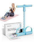Pedal Resistance Band with Handle,6-Tubes Elastic Pull Rope Fitness Foot Pedal Resistance Bands for Women Girls Bestie Yoga Pilates Exercise Legs Calves Waist Arms Abdomen - color: blue