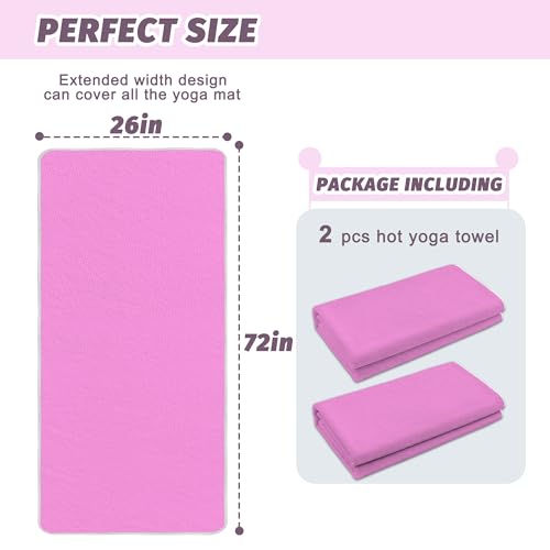 Hot Yoga Towel Non-Slip, 2 Pack Thick & Soft Yoga Mat Towel, Sweat Absorbent, with Grip Dot, 72" x 26", Yoga Towel for Hot Yoga, Pilates, Fitness and Gym Workouts, Light Purple