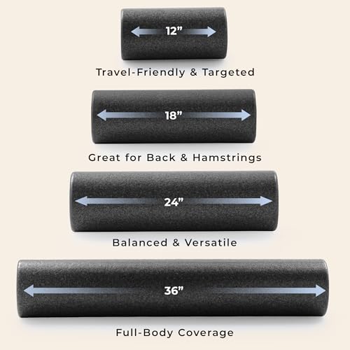 Sunny Health & Fitness 36" Black High-Density Yoga Foam Roller | Muscle Relief, Physical Therapy, Post-Workout Recovery, Improved Flexibility, Home, Gym, Rehab Use, Full-Body Use - color: Black, size: 36-Inch