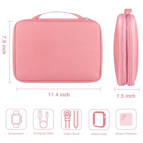 Watch Band Case, Watch Band Storage Organizer Compatible with 35 Watch Bands and Accessories, Watch Straps Carrying Case, Watch Band Holder Fit for Most Sizes of Watch Straps, Pink - color: Pink