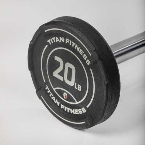 Titan Fitness Rubber Curl Fixed Barbells, Pre-Loaded Weight Bar for Strength Training & Weightlifting - color: Straight Fixed Barbell, size: 20 LB