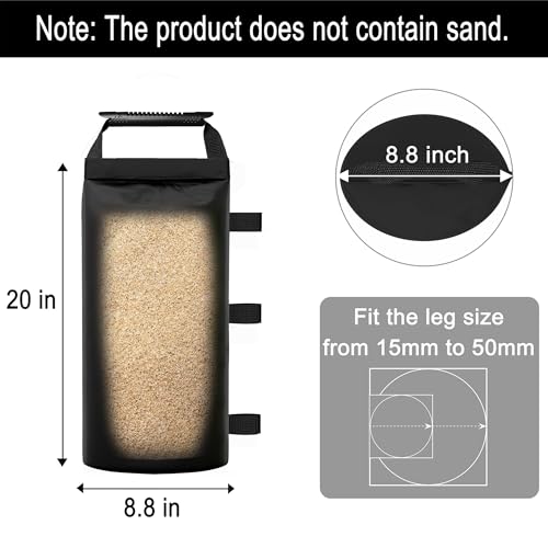 Canopy Weights Sand Bags for Weight Windproof Pop up Canopy Tent -(No Sand)-4 Pack-120LBS - color: Dark Black