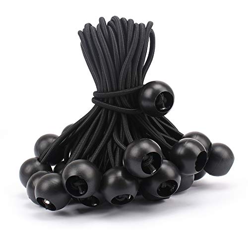 AOPRIE 30 Pack Bungee Balls 9Inches Black Ball Bungee Heavy Duty Heavyweight Tarp Bungee Cords, Weather Resistant Tie Down Strap 4mm Thickness - for Camping, Tents, Cargo, Holding Wire and Hoses - size: 9 In Balls