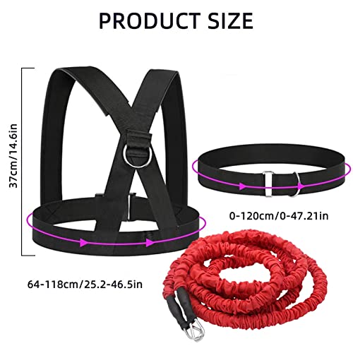 Resistance Explosive Training Rope Force Improve Power, Agility, Strength Track and Field Football Basketball Volleyball Multi-Directional Physical Equipment - color: red rope, size: 9.8FT
