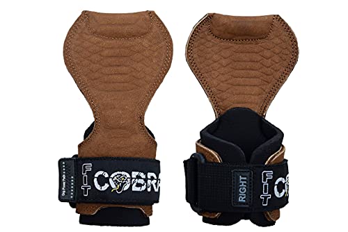 Cobra Grips Weight Lifting Gloves with Adjustable Neoprene Padded Wrist Wraps - Heavy Duty Alternative to Power Lifting Hooks for Deadlifts - color: FIT Brown Sway Leather, size: 4.25 - 7.0"
