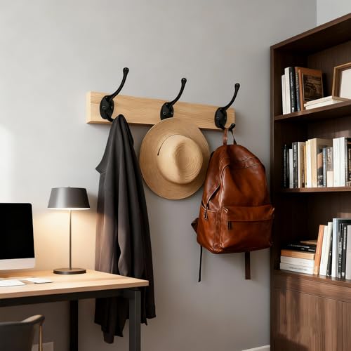 18 Pack Wall Hooks for Hanging, Strong Load-Bearing Capacity, Metal Towel Hook, Easy Installation, Coat Hooks Heavy Duty, Apply to Bathrooms, Bedrooms, Living Rooms, Entrances(Black)