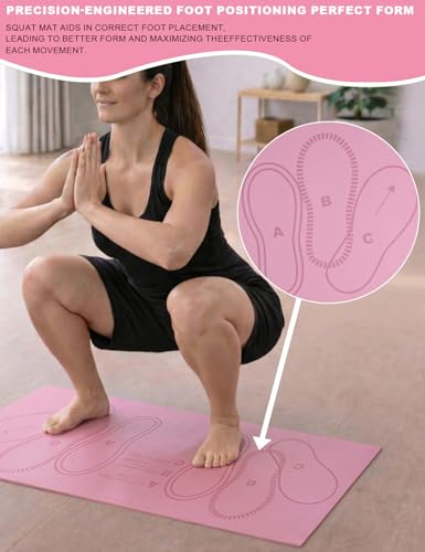 Non-Slip Squat Mat with Foot Position for Women – Ultimate 30" x 13.8" Large Squat Target Pad, 4mm Cushioning for Unmatched Comfort, No Odor & Injury Prevention – Perfect for Home & Gym Workouts - color: Pink