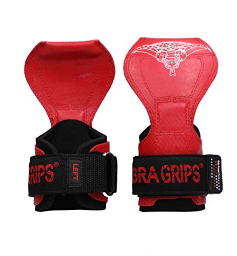 Cobra Grips Weight Lifting Gloves with Adjustable Neoprene Padded Wrist Wraps - Heavy Duty Alternative to Power Lifting Hooks for Deadlifts - color: FIT Red Rubber, size: 4.25 - 7.0"