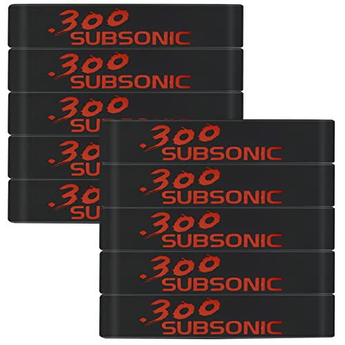 Aolamegs 5/10 Pack Magazine Bands - 5.56 Nato, 300 Blackout, 300 Subsonic, .223 Remington, .308 Winchester, 7.62x39 Magazine Marking Band, Durable Silicone Ammo Caliber Bands for Magazine Identification (2 Colors) - color: 300sub-blackred(10pcs)