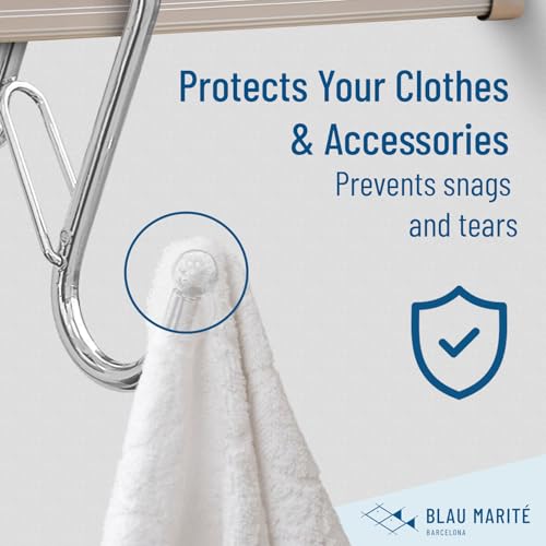10-Pack Metal S Hooks for Hanging – Heavy-Duty S-Shaped Hook with Safety Buckle – Fits Bars up to 0.8 In – Anti-Drop S-Hooks for Kitchen, Bathroom, Closet & Pot Racks – Silver (Medium) - color: Silver, size: Medium - 0.8In Diameter