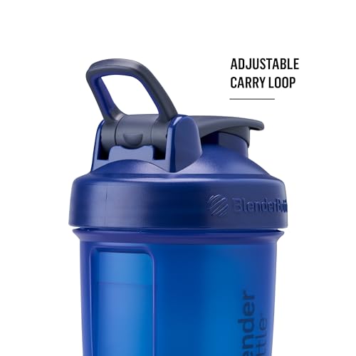 BlenderBottle Shaker Bottle with Pill Organizer and Storage for Protein Powder, Classic V2 ProStak System, 22-Ounce, Blue - color: Blue