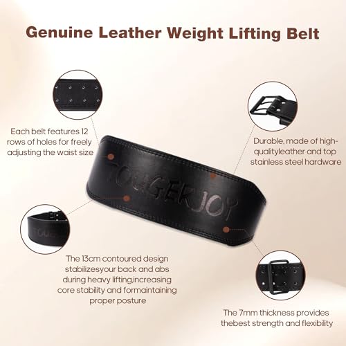 Genuine Leather Weight Lifting Belt for Men Double Prong Power Belt Heavy Duty - Strong, Stabilizing Back Support for Deadlifts, Squats Powerlifting - color: Black, size: L