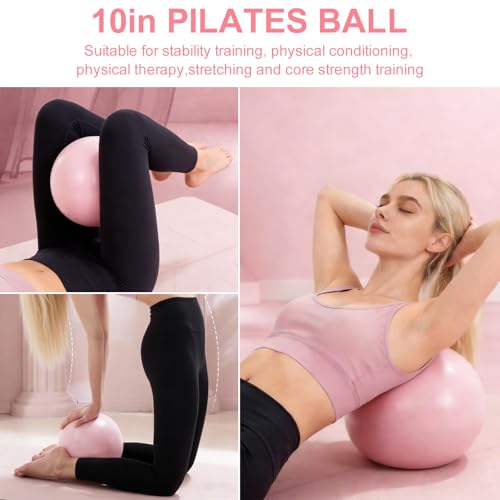 Uluck 13 PCS Pilates Kit for Women,Pilates Kit for Home Workouts, Pilates Equipment Ring and Ball Set, Home Pilates Workout Kit, Pilates Starter Kit for Women at Gym Studio Travel - color: Pale Pink
