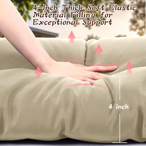 Tudomro Beige Waterproof Outdoor Bench Cushion 42x16x4 Inch Patio Furniture Cushion Mat for Outdoor/Indoor Extra Thick Lounge Bench Mat for Beach Lawn Garden - color: Beige