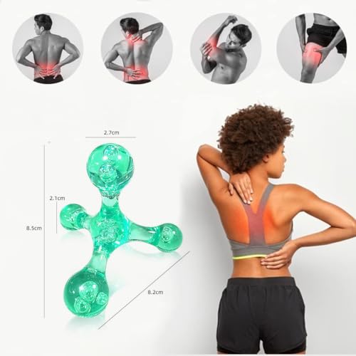 Trigger Point Massage Tools, 2 PCS 4 Point Manual Deep Muscle Tissue Trigger Massager, Handheld Palm Pressure Point Massage Tool, for Neck Shoulder Back Muscle Pain Relief (Red) - color: Red