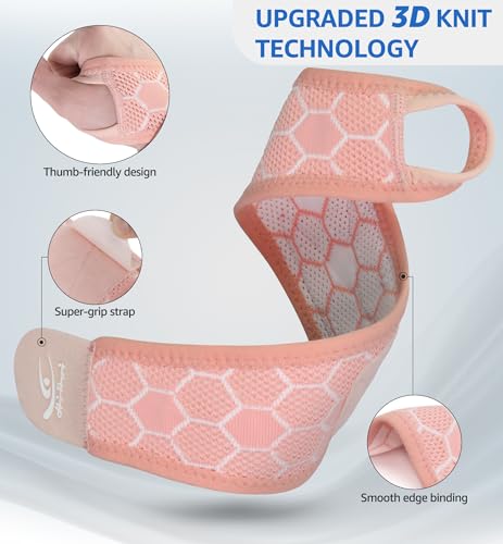 HiRui Upgraded 3D Knit Breathable Wrist Brace Wrist Wrap, Extended Length Adjustable Compression Strap, Elastic Support for Wrist Pain Relief, Carpal Tunnel, Sports, Gym & Daily Use (2, Pink) - color: Pink