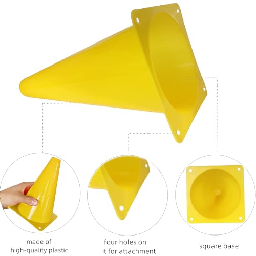 12Pcs Plastic Traffic Cones Mini Sport Cones for Basketball Football Drills, Indoor Outdoor Games Activity Festive Events - 7 Inch Orange Plastic Cones - color: yellow