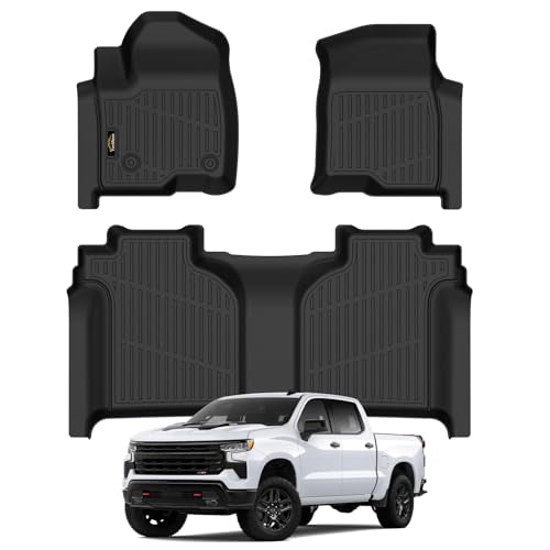 Floor Mats 2019-2025 2026 for Chevy Silverado/GMC Sierra 1500, 2020-2026 2500HD/3500HD (Crew Cab Only, Fit with Rear Under-Seat Storage All Weather TPE Floor Liner (Not 2nd Row Plastic Storage/NO EV) - size: For Chevy Silverado/GMC Sierra 2019-2026
