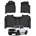 Floor Mats 2019-2025 2026 for Chevy Silverado/GMC Sierra 1500, 2020-2026 2500HD/3500HD (Crew Cab Only, Fit with Rear Under-Seat Storage All Weather TPE Floor Liner (Not 2nd Row Plastic Storage/NO EV) - size: For Chevy Silverado/GMC Sierra 2019-2026
