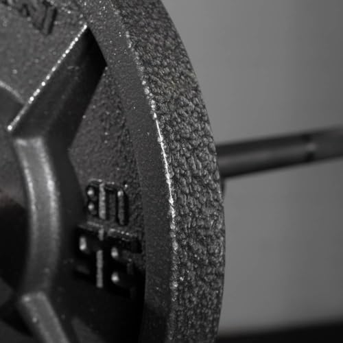 Titan Fitnes Cast Iron Olympic Plates, Classic Weight Plate Design, Hammer Finish - size: 35 LB Individual