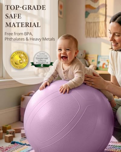 Trideer Pregnancy Birthing Ball, 1.7mm Extra Thick Yoga Ball for Maternity, Labor, Physio, Recovery, Exercise Guide & Daily Comfort Tips for All Trimesters, Anti-Burst Non-Slip Stability Ball - color: Lavender, size: M(19-22IN/48-55cm)