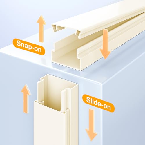 Delamu 157in Cord Hider, Cord Cover Wall Cable Management, Paintable Wire Cover for Cords, Cable Hider Raceway Kit, Cable Cover Concealer, Wire Hiders for TV on Wall, 10 X L15.7 W1.18 H0.6in, Beige - color: Beige, size: 157in L x 1.18in W x 0.6in H