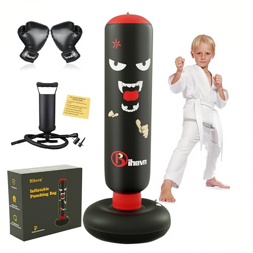 Children's Independent Punching Bag Inflatable Boxing Bag Set with Gloves and air Pump, Designed for 4-12 Years Old, Safe Decompression, The First Choice for Sports Toys, Great Value Gift