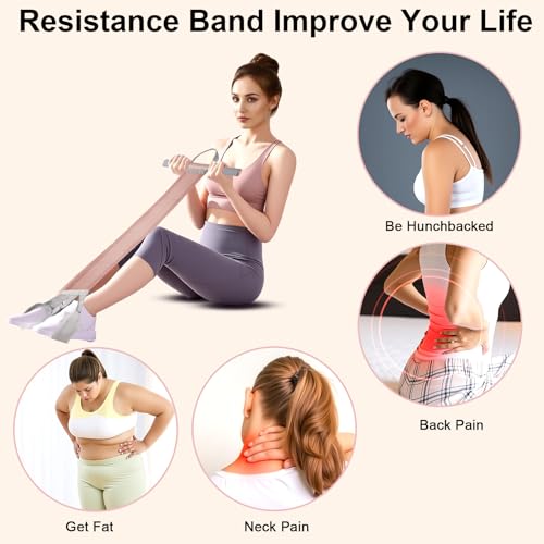Fabric Resistance Band with Handles,Non-Slip Foot Pedal Puller Resistance Band for Legs & Glutes Working Out,Portable Yoga & Physical Therapy&Home Fitness Accessories for Women & Men - color: 1 pc pink