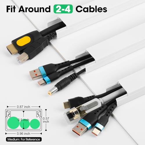 AZEN Cord Hider Kit, 110in Cord Covers for Wires on Wall, Paintable Wire Covers for Cords on Wall, Self-Adhesive Cable Hider Cord Organizer, Wire Hiders, 8X L14in X W0.96in x H0.57in - color: M-8P