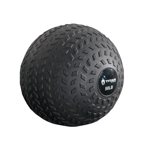 Titan Fitness Rubber Tread Slam Ball, Dead Bounce, Weight Workout - Throw, Catch, Slam, Twist - style: 50 lb