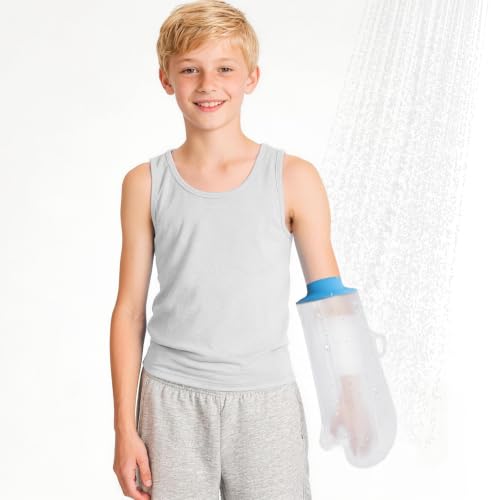 Asunby Kids Arm Cast Cover for Shower Bath Teens Waterproof and Watertight Cast Bandage Protector Bag for Broken Surgery Wound Arm, Hands, Wrists,Protector Bag (Half Arm-18.9") - size: Kids Arm-Half