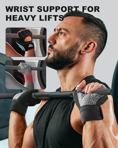Trideer Weight Lifting Gloves for Women Men with Wrist Support, Workout Gloves Women Full Palm Protection for Gym Training, Fitness, Weightlifting & Pull Ups - color: Black, size: Small