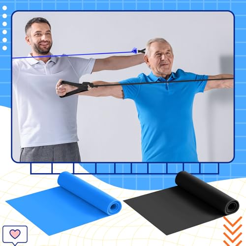 2 Pcs Resistance Band with Handles Chair Exercise Equipment for Seniors Physical Therapy Band Gifts for Elderly Women Rehab, Physical, Grandma, Grandpa - color: Blue,Black