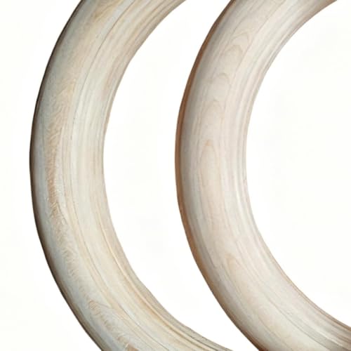 Wooden Gymnastics Rings - 19x19x2.5cm, Rings Gymnastics - 2 Pieces Pull Up Grips, Pull-Up Bar Ŕings - for Home Gym Fitness Exercise Playground Indoor Outdoor