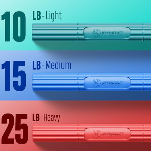 FitBeast Flex Therapy Bar, Tennis Elbow Therapy Bar - Ideal for Relieve Tendonitis Pain & Improve Grip Strength, Fitness Resistance Bar for Golfers Elbow & Tendinitis, Twist Bar for Physical Therapy - color: 3 Piece Set - Red Green Blue