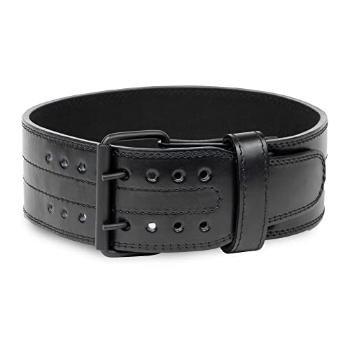 Gymreapers Weightlifting Belt 6MM Genuine Leather - Double Prong Power Belt Heavy Duty 4-Inch Wide - Strong, Stabilizing Back Support For Deadlifts, Squats Powerlifting - size: Small
