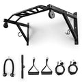 LIONSCOOL Multifunctional Wall Mounted Pull Up Bar with Pulley System, 48" and 16"/24" Multi-Grip Chin Up Bar, Cable Pulley Attachments Included, Perfect for Upper Body Workouts - size: 48" APART