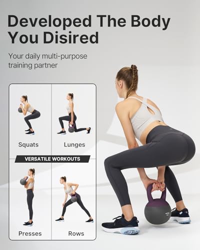YOTTOY Soft Kettlebell, Set for Strength Training Kettlebells & Home Workouts, Soft-Sided Cushioned Base, Wide-Handle - Ideal for Men, Women, & Beginners - color: 10LB-Purple