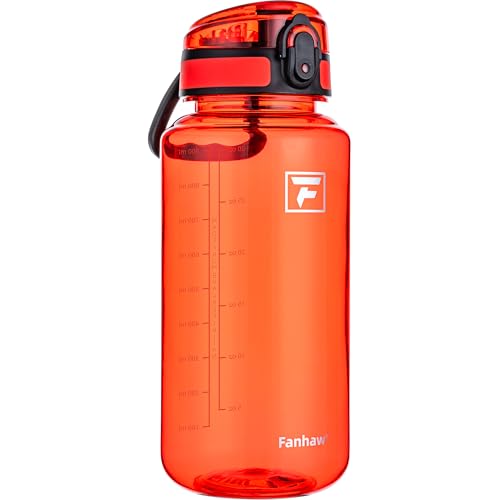 Fanhaw 32 Oz Clear Tritan Water Bottle, BPA-Free & Leak-Proof, Wide Mouth with Anti-dust Chug Lid, Reusable Plastic Bottle for Gym, Travel, School & Office, Back to School Essentials (Red) - color: Red, size: 32 Ounces
