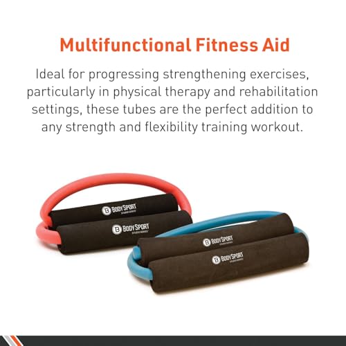 Body Sport Loop Tubing , Resistance Band with Foam Pad Handles for Strength Training and Rehabilitation - color: Blue, size: Light