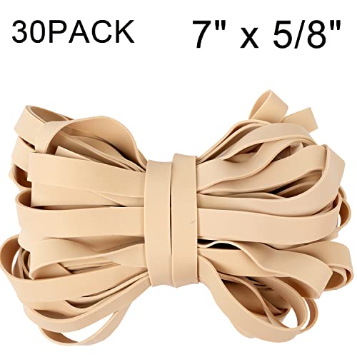AMUU Rubber Bands Thick Size #107 Wide 30 Pack Big Elastics Bands Large Long Rubber Bands for Office Supply File Folders Box Books Gifts Notebook(7" x 5/8") - color: Light brown