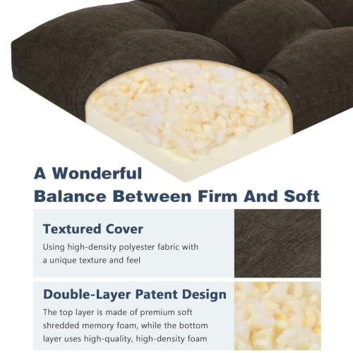 baibu 40 Inch Memory Foam Bench Cushion, Dual-Layer Patent Design Non-Slip Indoor Bench Cushion with Ties, 40x15x3Inch, Dark Brown - color: Dark Brown, size: 40x15x3 Inch (Pack of 1)