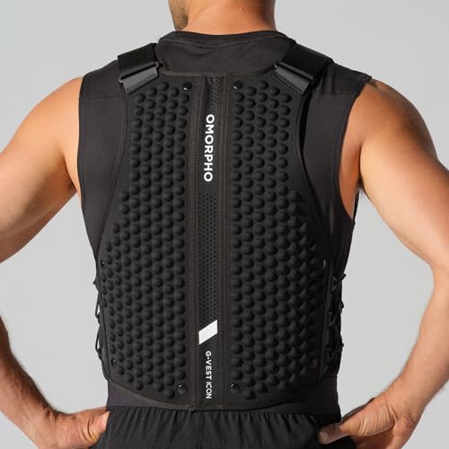 OMORPHO Men’s 20 lb G-Vest Icon Bundle adjusts from 10 lb to 20 lb with included G-Pack weight panels. Low-profile, fully adjustable comfort fit for walking, hiking, running, and training. - color: Black