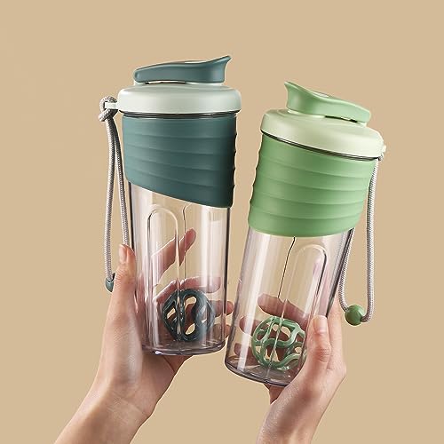 Protein Shaker Bottle 24oz – Teal Transparent Tritan with Measurement Scale, Silicone Grip & Teal Shaker Ball – Perfect for Protein Shakes, Smoothies, and Supplements - color: Teal