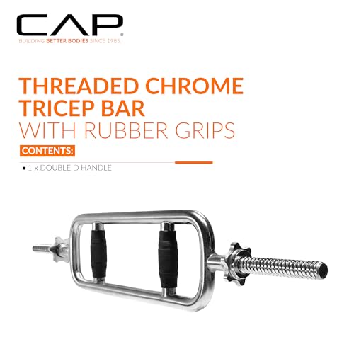 CAP Barbell Standard Threaded 34" Triceps Bar | Multiple Options - color: Black, Rubber Grips