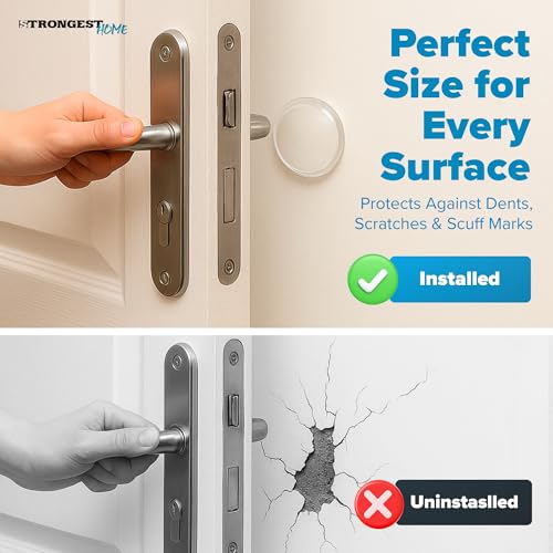 STRONGEST HOME Door Stoppers (Medium) 2" - Door Stop for Wall with Strong Back Adhesive - Quiet and Shock Absorbent Silicone Wall Protectors from Door Knobs - Protects Every Surface - (Clear | 6 PCS) - color: Clear, size: Medium